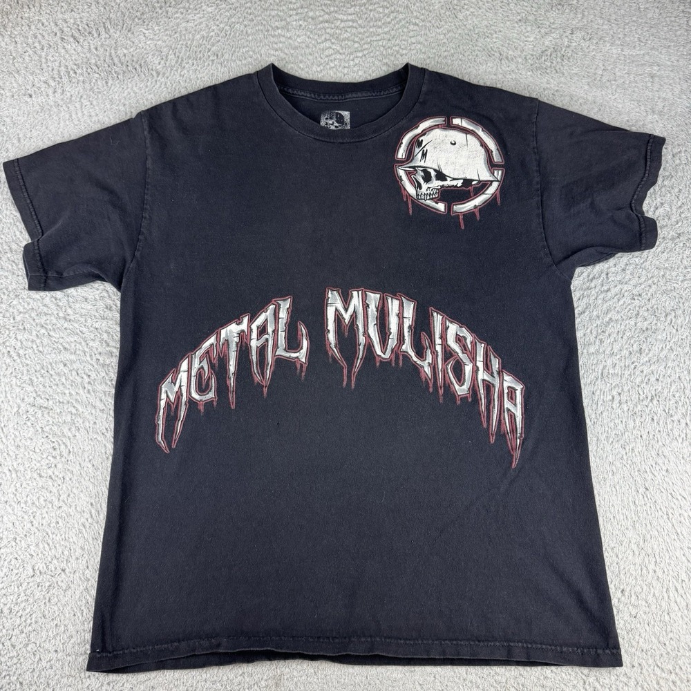 Vintage Y2K Metal Mulisha AOP T Shirt Men's Large Faded Black Distressed grunge